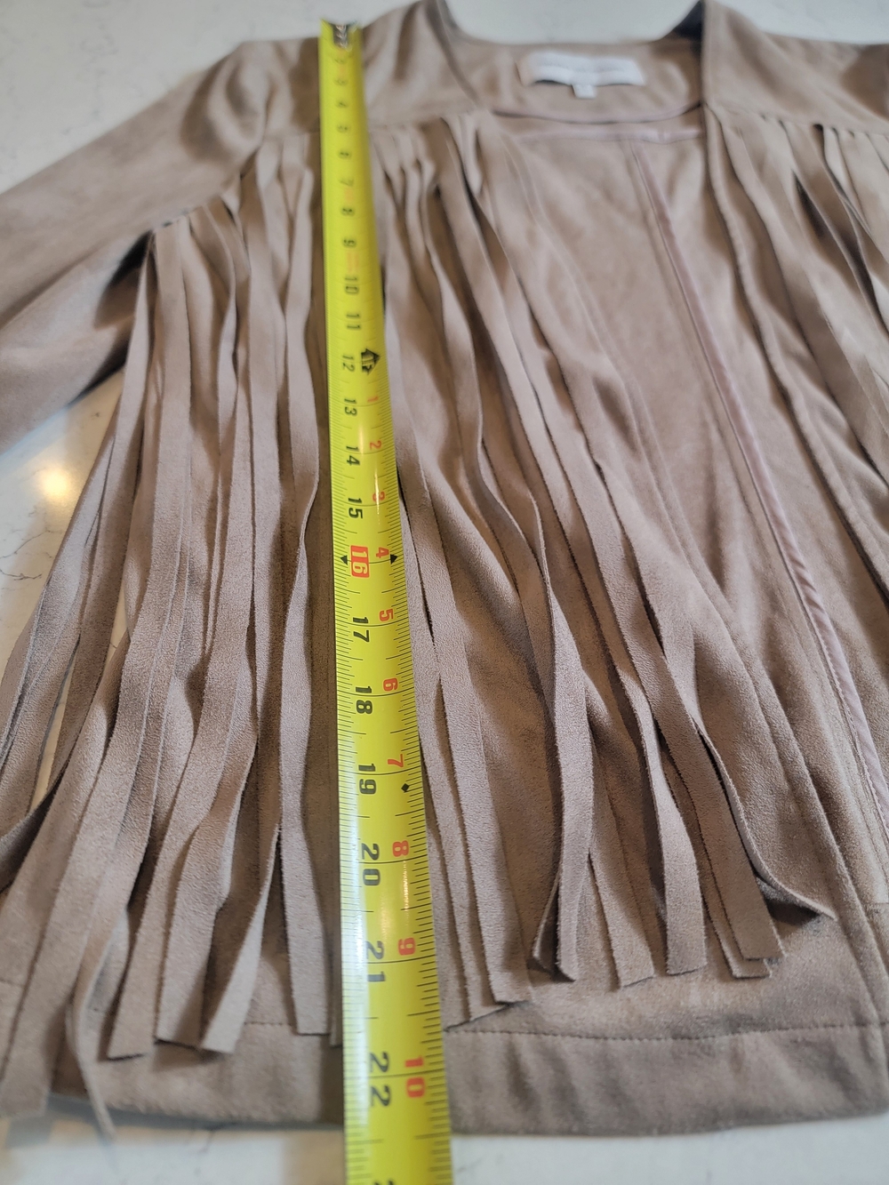 Cupcakes and Cashmere Faux Suede Fringe Jacket Tan Boho Western cowgirl Small - Picture 8 of 10